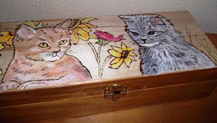 Chats nafs - Acrylique sur coffret en bois  