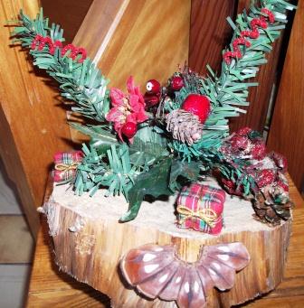 Composition noël sur rondin bois