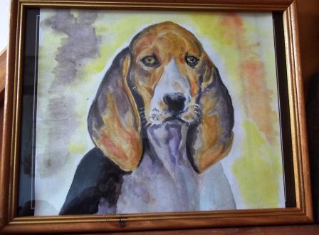 LE BEAGLE Peinture acrylique sur carton toilé