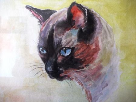Chat - Aquarelle sur papier