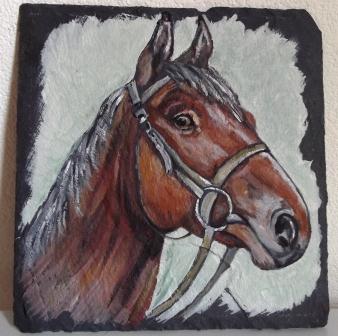 Tête de cheval sur ardoise